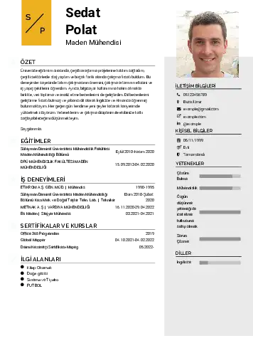 Maden Mühendisi Cv Örnekleri cv indir